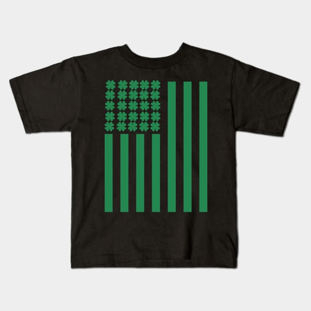 FOUR LEAVES CLOVER USA FLAG Kids T-Shirt by Kishu